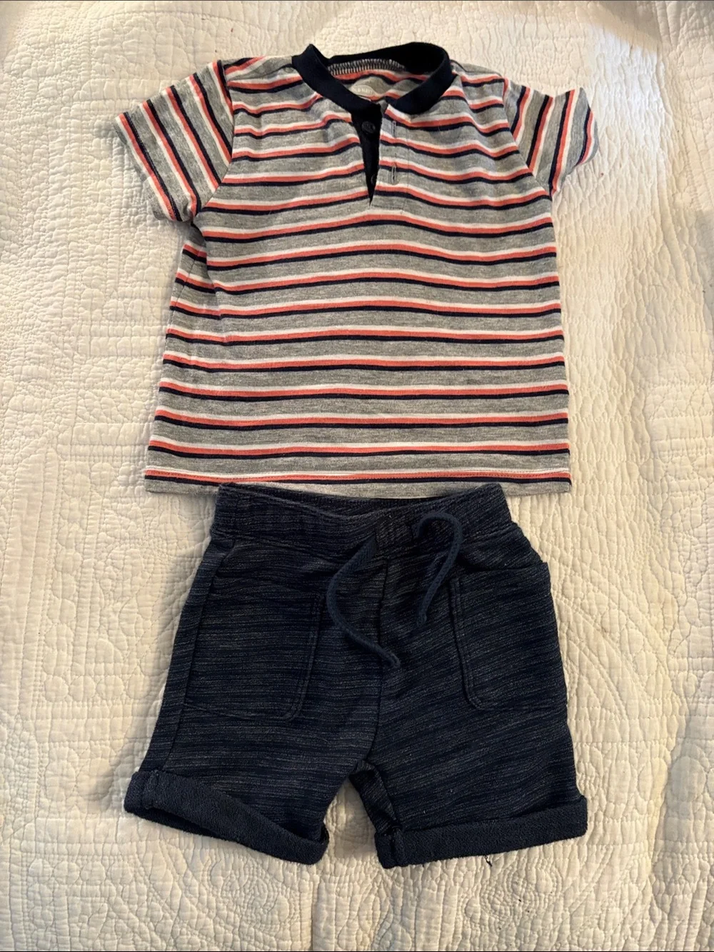 Old Navy Striped Polo Top and Navy Shorts Set